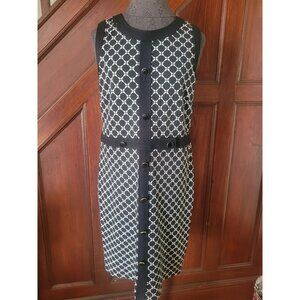 Talbots Womens Sleeveless Black & White Geometric Patterned Dress Size 12P